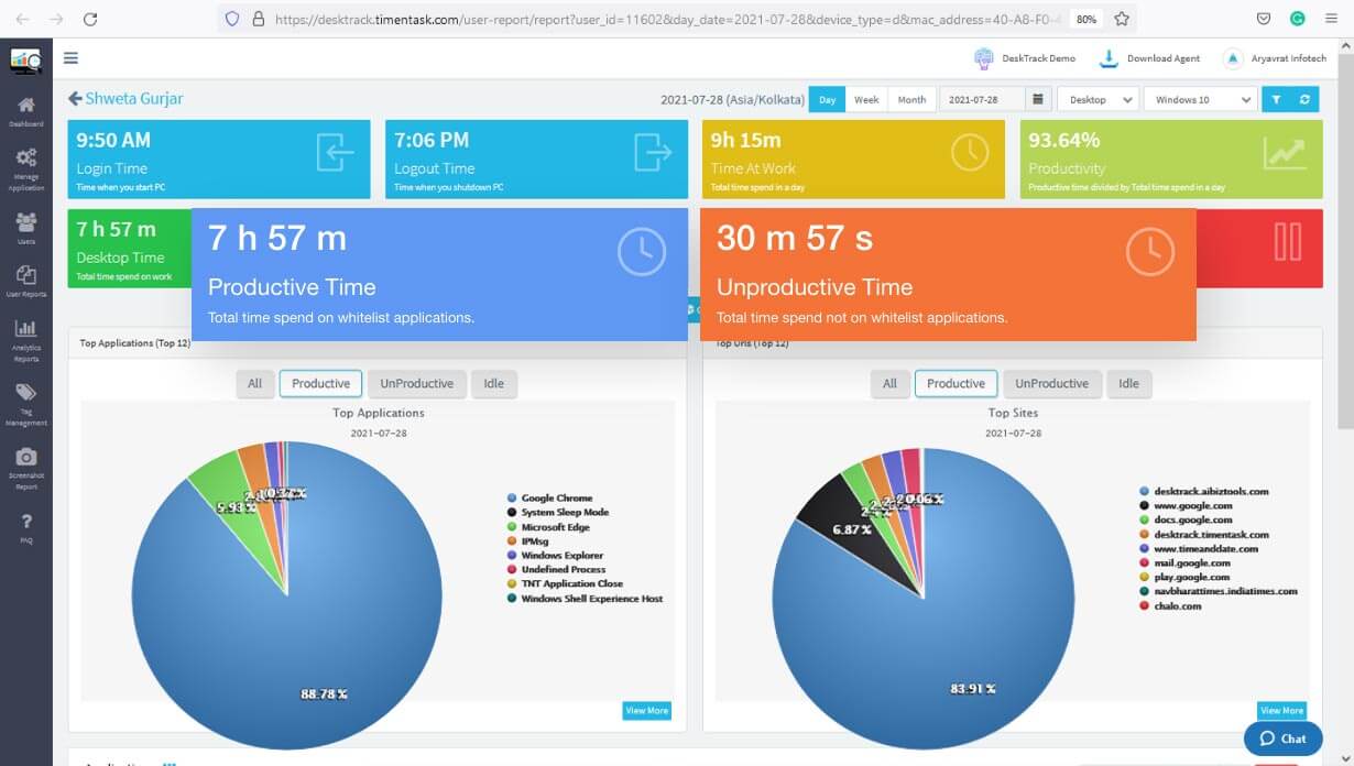 Working & idle hours Tracking